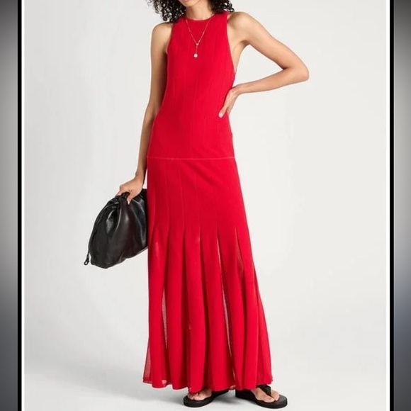 Cos Pleated Racer Neck Formal Maxi Dress NWT - Picture 2 of 12